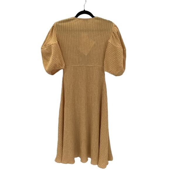 Rhode Ginny Tie Front Cutout Plaid Midi Dress In Sunflower Size 8 Fit And Flare - Picture 9 of 16